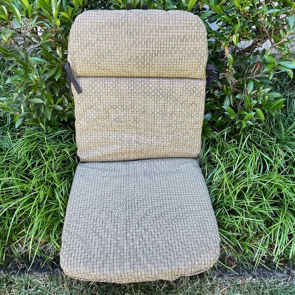 EUC S/2 Seat/Back Cushions Tan/Black Patio 40